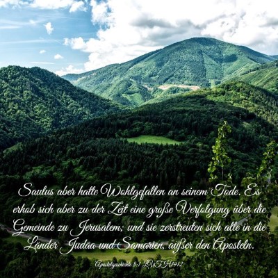Picture 03 - Apostelgeschichte 8:1 LUTH1912 - Saulus aber hatte Wohlgefallen an seinem Tode. Es - Bible Verse Picture
