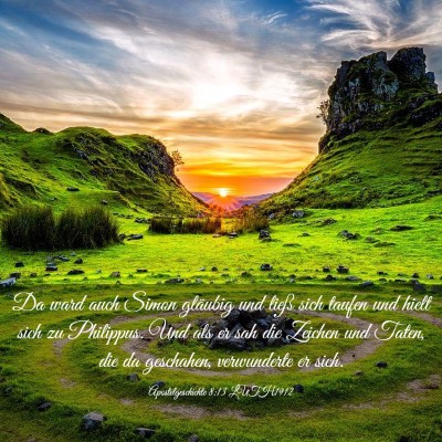 Picture 03 - Apostelgeschichte 8:13 LUTH1912 - Da ward auch Simon gläubig und ließ sich taufen - Bible Verse Picture