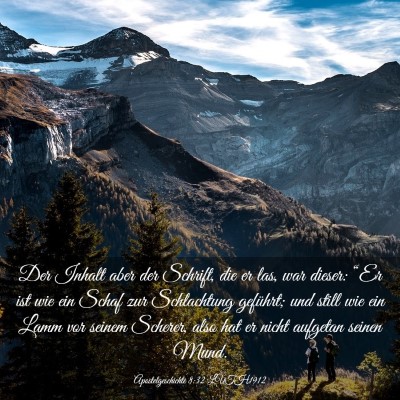 Picture 03 - Apostelgeschichte 8:32 LUTH1912 - Der Inhalt aber der Schrift, die er las, war - Bible Verse Picture