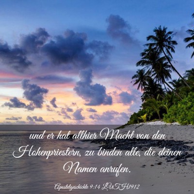 Picture 03 - Apostelgeschichte 9:14 LUTH1912 - und er hat allhier Macht von den Hohenpriestern, - Bible Verse Picture