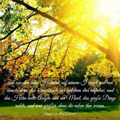 Picture 03 - Daniel 7:20 LUTH1912 - und von den zehn Hörnern auf seinem Haupt und - Bible Verse Picture