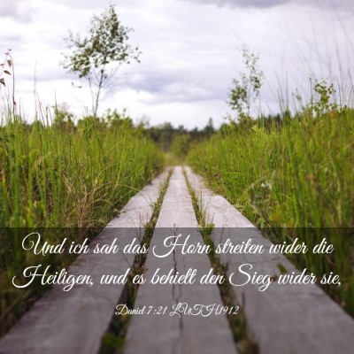 Picture 03 - Daniel 7:21 LUTH1912 - Und ich sah das Horn streiten wider die Heiligen, - Bible Verse Picture