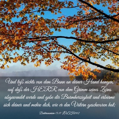 Picture 03 - Deuteronomium 13:17 LUTH1912 - Und laß nichts von dem Bann an deiner Hand - Bible Verse Picture
