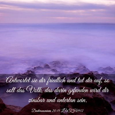 Picture 03 - Deuteronomium 20:11 LUTH1912 - Antwortet sie dir friedlich und tut dir auf, so - Bible Verse Picture