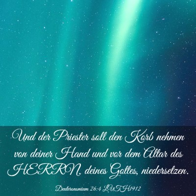 Picture 03 - Deuteronomium 26:4 LUTH1912 - Und der Priester soll den Korb nehmen von deiner - Bible Verse Picture
