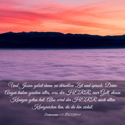 Picture 03 - Deuteronomium 3:21 LUTH1912 - Und Josua gebot ihnen zu derselben Zeit und - Bible Verse Picture