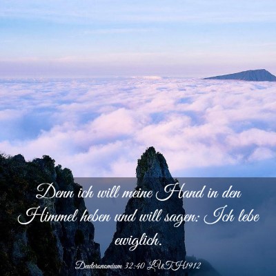 Picture 03 - Deuteronomium 32:40 LUTH1912 - Denn ich will meine Hand in den Himmel heben und - Bible Verse Picture