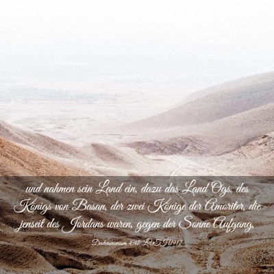 Picture 03 - Deuteronomium 4:47 LUTH1912 - und nahmen sein Land ein, dazu das Land Ogs, des - Bible Verse Picture