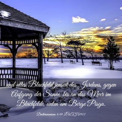 Picture 03 - Deuteronomium 4:49 LUTH1912 - und alles Blachfeld jenseit des Jordans, gegen - Bible Verse Picture