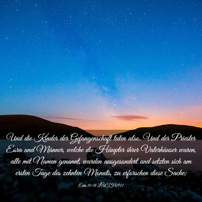 Picture 03 - Esra 10:16 LUTH1912 - Und die Kinder der Gefangenschaft taten also. Und - Bible Verse Picture