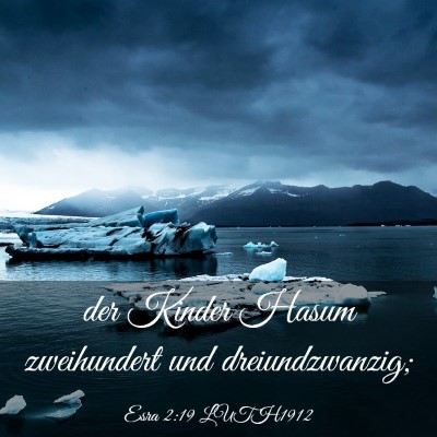 Picture 03 - Esra 2:19 LUTH1912 - der Kinder Hasum zweihundert und - Bible Verse Picture