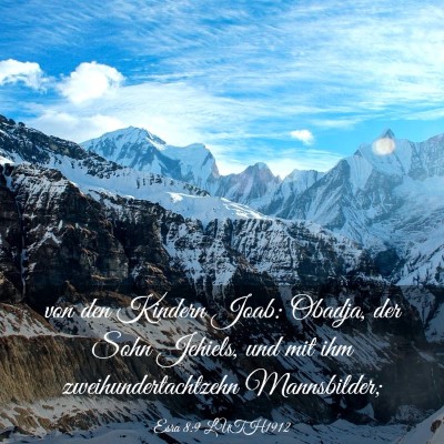 Picture 03 - Esra 8:9 LUTH1912 - von den Kindern Joab: Obadja, der Sohn Jehiels, - Bible Verse Picture