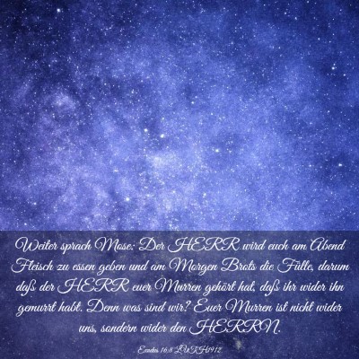 Picture 03 - Exodus 16:8 LUTH1912 - Weiter sprach Mose: Der HERR wird euch am Abend - Bible Verse Picture