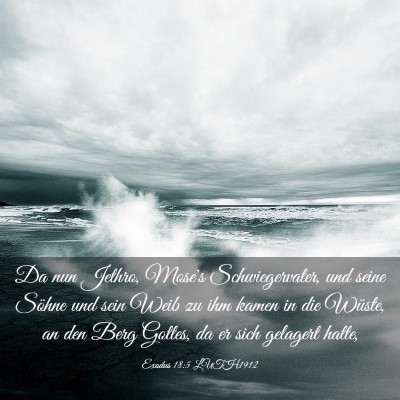 Picture 03 - Exodus 18:5 LUTH1912 - Da nun Jethro, Mose's Schwiegervater, und seine - Bible Verse Picture
