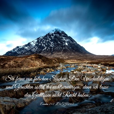 Picture 03 - Exodus 23:7 LUTH1912 - Sei ferne von falschen Sachen. Den Unschuldigen - Bible Verse Picture