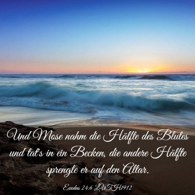 Picture 03 - Exodus 24:6 LUTH1912 - Und Mose nahm die Hälfte des Blutes und tat's in - Bible Verse Picture