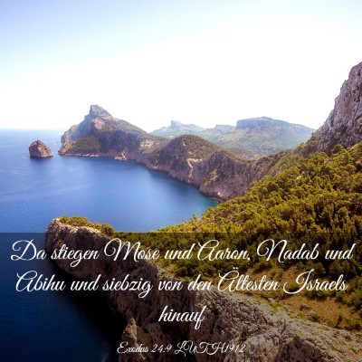 Picture 03 - Exodus 24:9 LUTH1912 - Da stiegen Mose und Aaron, Nadab und Abihu und - Bible Verse Picture