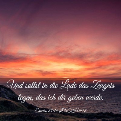 Picture 03 - Exodus 25:16 LUTH1912 - Und sollst in die Lade das Zeugnis legen, das ich - Bible Verse Picture