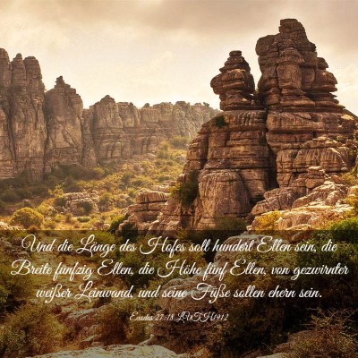 Picture 03 - Exodus 27:18 LUTH1912 - Und die Länge des Hofes soll hundert Ellen sein, - Bible Verse Picture