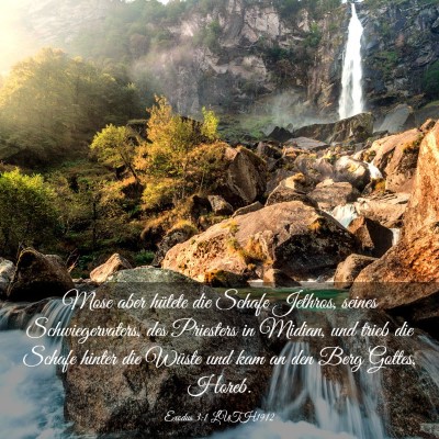 Picture 03 - Exodus 3:1 LUTH1912 - Mose aber hütete die Schafe Jethros, seines - Bible Verse Picture