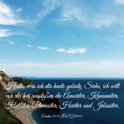 Picture 03 - Exodus 34:11 LUTH1912 - Halte, was ich dir heute gebiete. Siehe, ich will - Bible Verse Picture