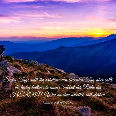 Picture 03 - Exodus 35:2 LUTH1912 - Sechs Tage sollt ihr arbeiten; den siebenten Tag - Bible Verse Picture