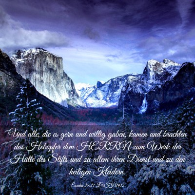 Picture 03 - Exodus 35:21 LUTH1912 - Und alle, die es gern und willig gaben, kamen und - Bible Verse Picture