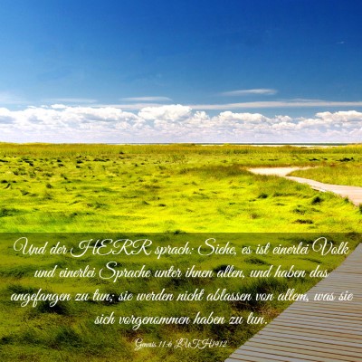 Picture 03 - Genesis 11:6 LUTH1912 - Und der HERR sprach: Siehe, es ist einerlei Volk - Bible Verse Picture