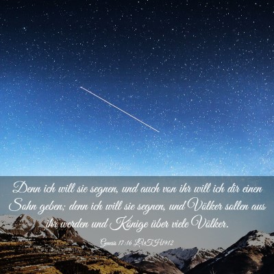 Picture 03 - Genesis 17:16 LUTH1912 - Denn ich will sie segnen, und auch von ihr will - Bible Verse Picture