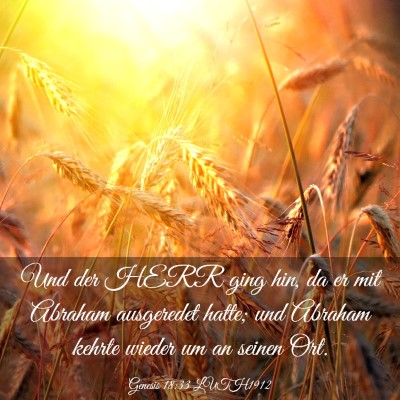 Picture 03 - Genesis 18:33 LUTH1912 - Und der HERR ging hin, da er mit Abraham - Bible Verse Picture