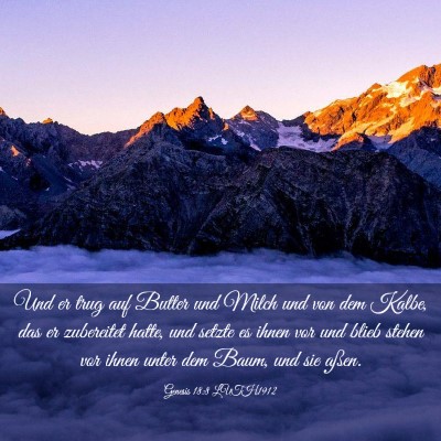 Picture 03 - Genesis 18:8 LUTH1912 - Und er trug auf Butter und Milch und von dem - Bible Verse Picture