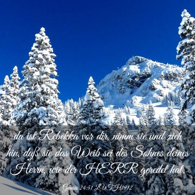 Picture 03 - Genesis 24:51 LUTH1912 - da ist Rebekka vor dir, nimm sie und zieh hin, - Bible Verse Picture