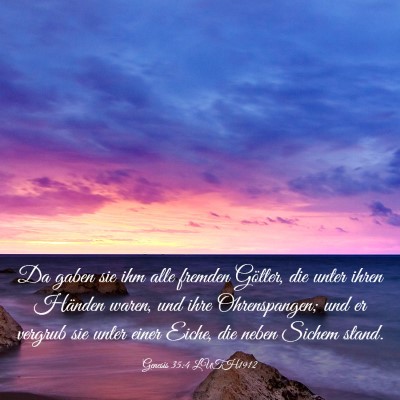 Picture 03 - Genesis 35:4 LUTH1912 - Da gaben sie ihm alle fremden Götter, die unter - Bible Verse Picture