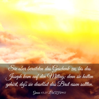Picture 03 - Genesis 43:25 LUTH1912 - Sie aber bereiteten das Geschenk zu, bis das - Bible Verse Picture