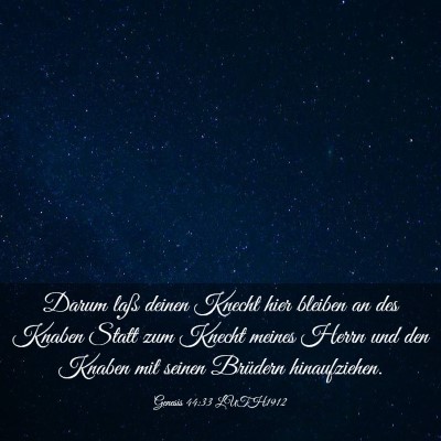 Picture 03 - Genesis 44:33 LUTH1912 - Darum laß deinen Knecht hier bleiben an des - Bible Verse Picture