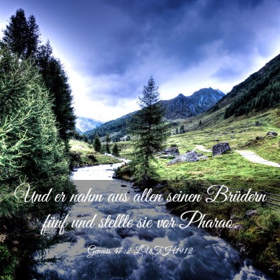 Picture 03 - Genesis 47:2 LUTH1912 - Und er nahm aus allen seinen Brüdern fünf und - Bible Verse Picture
