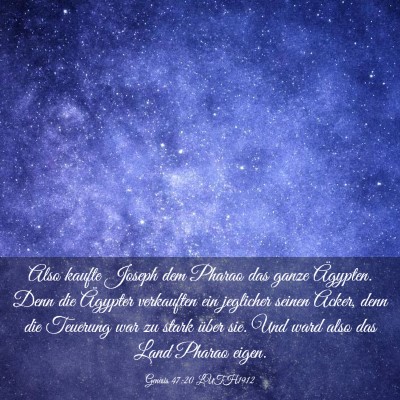 Picture 03 - Genesis 47:20 LUTH1912 - Also kaufte Joseph dem Pharao das ganze Ägypten. - Bible Verse Picture