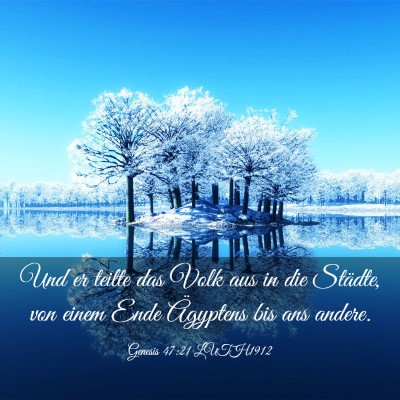 Picture 03 - Genesis 47:21 LUTH1912 - Und er teilte das Volk aus in die Städte, von - Bible Verse Picture