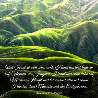 Picture 03 - Genesis 48:14 LUTH1912 - Aber Israel streckte seine rechte Hand aus und - Bible Verse Picture