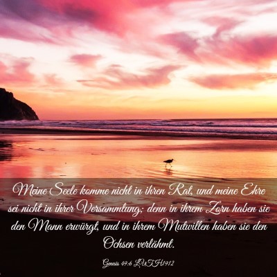 Picture 03 - Genesis 49:6 LUTH1912 - Meine Seele komme nicht in ihren Rat, und meine - Bible Verse Picture