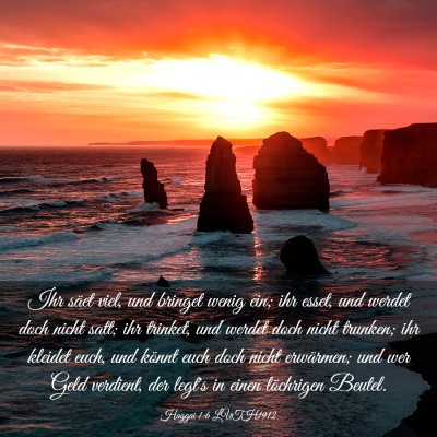 Picture 03 - Haggai 1:6 LUTH1912 - Ihr säet viel, und bringet wenig ein; ihr esset, - Bible Verse Picture