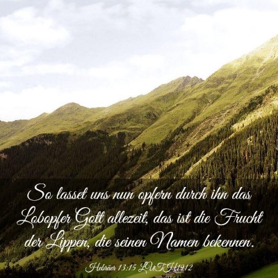 Picture 03 - Hebräer 13:15 LUTH1912 - So lasset uns nun opfern durch ihn das Lobopfer - Bible Verse Picture