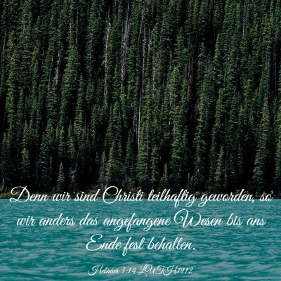 Picture 03 - Hebräer 3:14 LUTH1912 - Denn wir sind Christi teilhaftig geworden, so wir - Bible Verse Picture