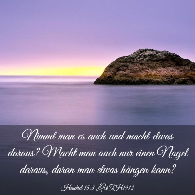Picture 03 - Hesekiel 15:3 LUTH1912 - Nimmt man es auch und macht etwas daraus? Macht - Bible Verse Picture