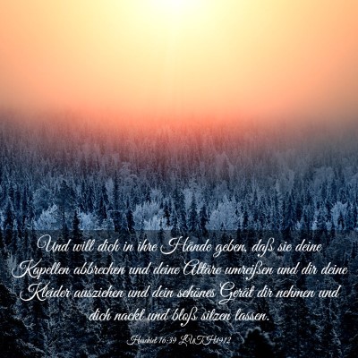 Picture 03 - Hesekiel 16:39 LUTH1912 - Und will dich in ihre Hände geben, daß sie - Bible Verse Picture