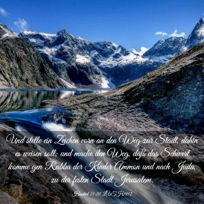 Picture 03 - Hesekiel 21:20 LUTH1912 - Und stelle ein Zeichen vorn an den Weg zur Stadt, - Bible Verse Picture