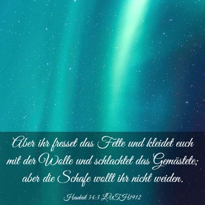 Picture 03 - Hesekiel 34:3 LUTH1912 - Aber ihr fresset das Fette und kleidet euch mit - Bible Verse Picture