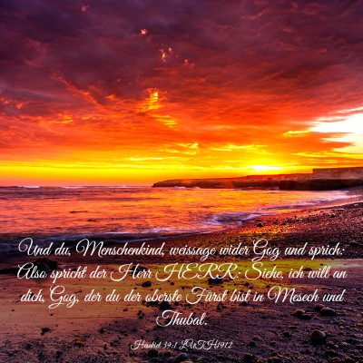 Picture 03 - Hesekiel 39:1 LUTH1912 - Und du, Menschenkind, weissage wider Gog und - Bible Verse Picture