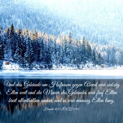 Picture 03 - Hesekiel 41:12 LUTH1912 - Und das Gebäude am Hofraum gegen Abend war - Bible Verse Picture