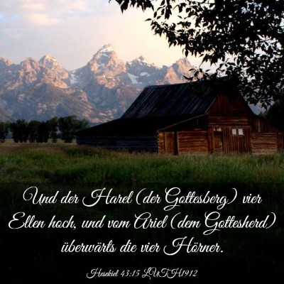 Picture 03 - Hesekiel 43:15 LUTH1912 - Und der Harel (der Gottesberg) vier Ellen hoch, - Bible Verse Picture